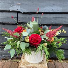 Candle Arrangement in Ceramic Pot